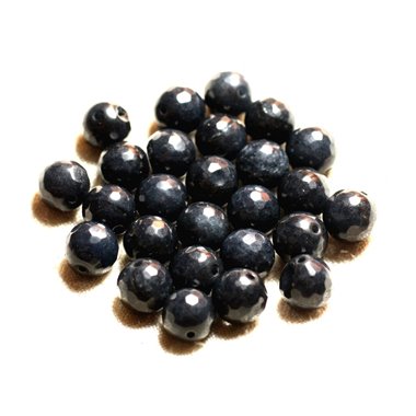 10pc - Perles de Pierre - Jade Noire Boules Facettées 10mm   4558550009142 