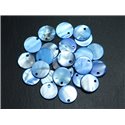 10pc - Perles Breloques Pendentifs Nacre Bleue Ronds 15mm   4558550016911 