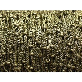 1 Meter - Ohrenkette Ovales Netz und Perlen Metall Braun Bronze 2mm - 7427039735605