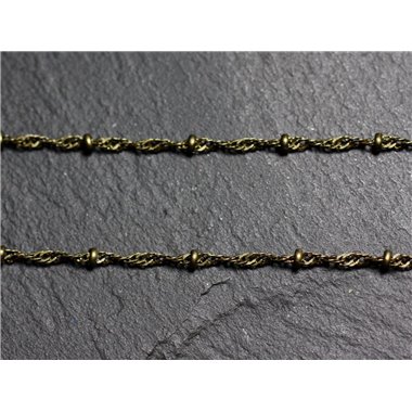 1 mètre - Chaîne Mailles et Perles Métal Bronze Qualité 1.8 - 2mm   4558550008220 