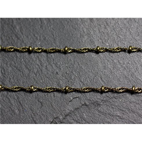 1 mètre - Chaîne Mailles et Perles Métal Bronze Qualité 1.8 - 2mm 4558550008220