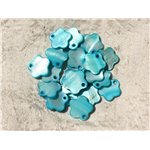 10pc - Breloques Pendentifs Nacre Fleurs 15mm Bleu Turquoise   4558550012401 