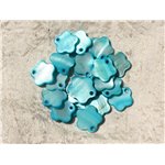 10pc - Breloques Pendentifs Nacre Fleurs 15mm Bleu Turquoise   4558550012401 