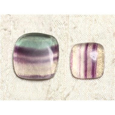 Lot 2 Cabochons de Pierre - Fluorite Carrés 18-25mm N17 -  4558550080080 