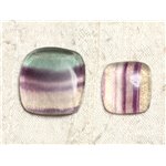 Lot 2 Cabochons de Pierre - Fluorite Carrés 18-25mm N17 -  4558550080080 