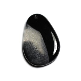 1pc - Colgante de piedra - Ágata blanca y negra y gota de cuarzo 58x40mm n ° 12 - 4558550040084 