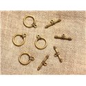 10pc - Fermoirs Toggle T Métal Doré Qualité Rond 13mm   4558550018700 