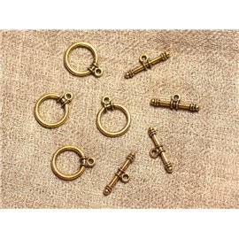 10pz - Toogle T Fermagli in metallo dorato di qualità tonda 13mm 4558550018700 