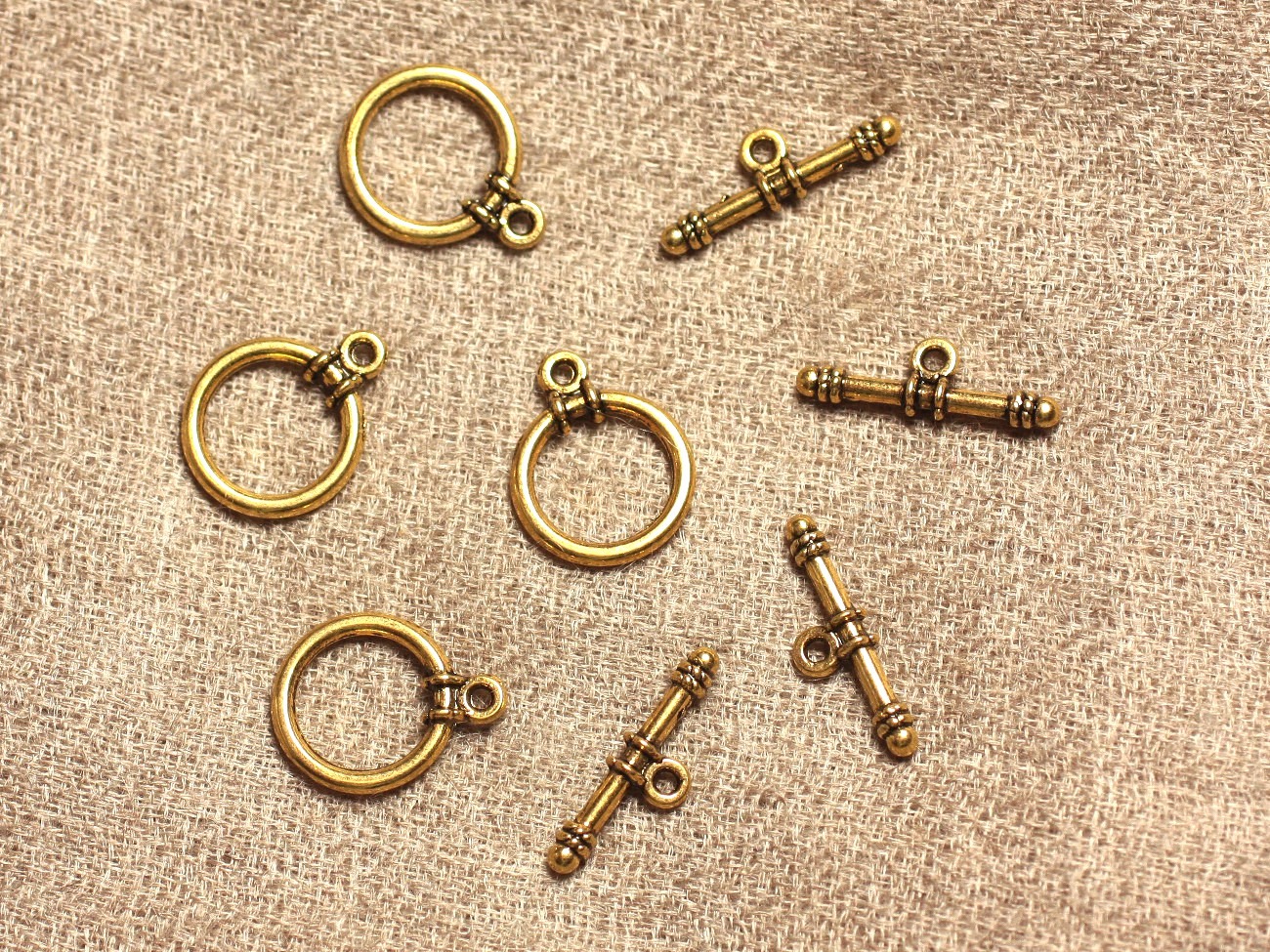 10pc - Fermoirs Toogle T Métal Doré Qualité Rond 13mm   4558550018700 