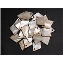 10pc - Breloques Pendentifs Nacre - Losanges 21mm Beige Ivoire - 4558550004895 