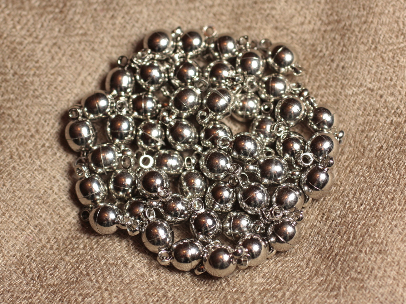 5pc - Fermoirs Aimantés Métal Argenté qualité Boules 11x6mm -  4558550039859 
