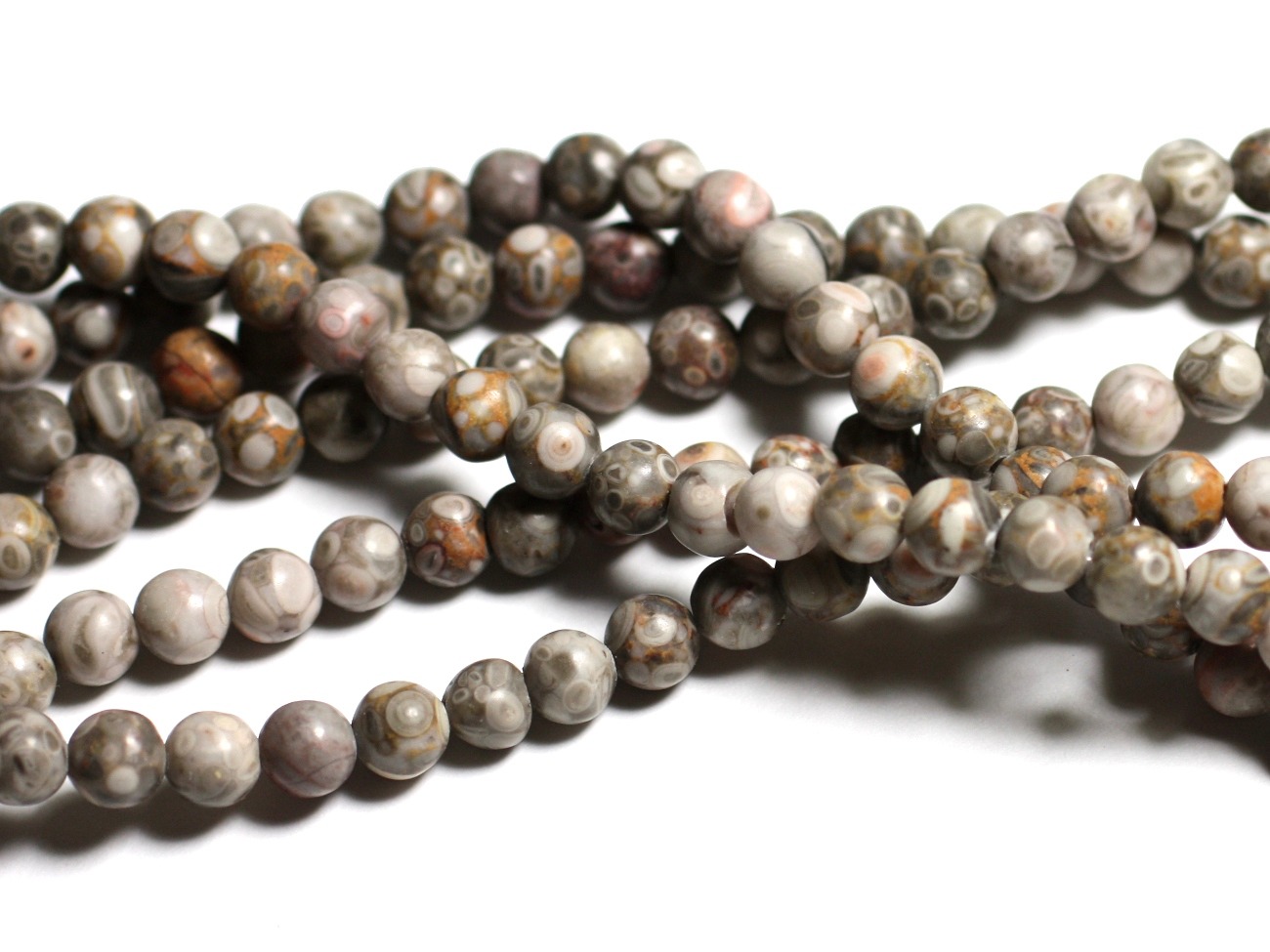 20pc - Perles de Pierre - Jaspe Océan Fossile Boules 6mm -  4558550039798