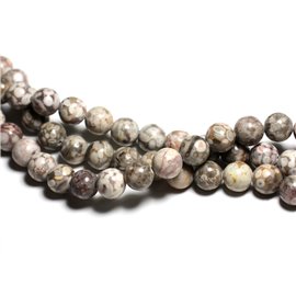 6pc - Stone Beads - Fossil Ocean Jasper Balls 10mm - 4558550039804