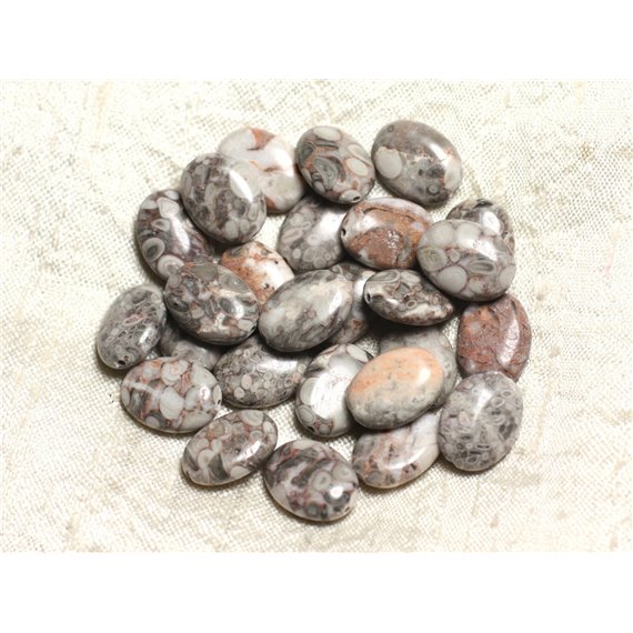 4pc - Perles de Pierre - Jaspe Océan Fossile Ovales 16x12mm -  4558550039781 