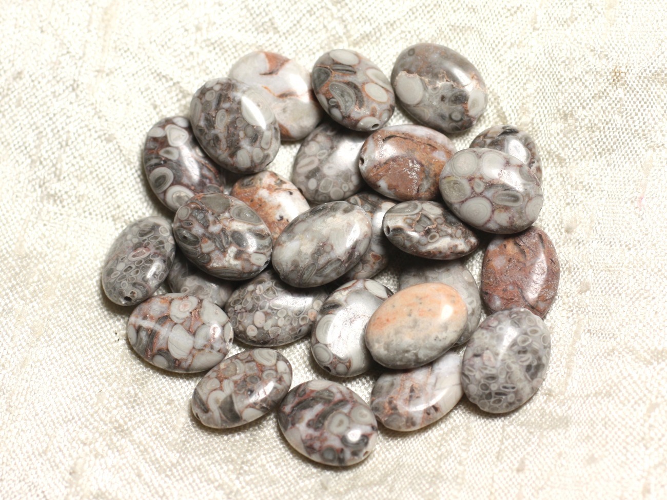 4pc - Perles de Pierre - Jaspe Océan Fossile Ovales 16x12mm -  4558550039781 