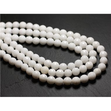 10pc - Perles de Pierre - Jade Boules Facettées 8mm Blanc Opaque -  4558550039729 