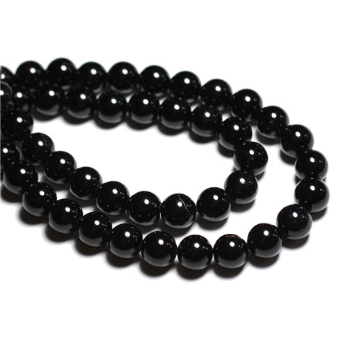 2pc - Perles de Pierre - Tourmaline Noire Boules 10mm -  4558550039682 