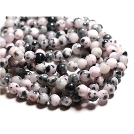 10pc - Stone Beads - Jade Balls 8mm White, Black, Gray Pink - 4558550039675 