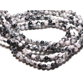 20st - Stenen kralen - Jade ballen 6 mm wit, zwart, roze grijs - 4558550039668 