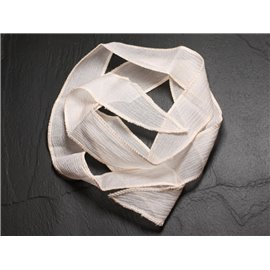 1pc - Collar de cinta de seda teñida a mano 85 x 2.5cm Rosa pastel claro (ref SOIE109) - 4558550039460 