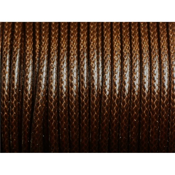 3 mètres - Cordon Coton Ciré 3mm Marron Café Chocolat   4558550010285 