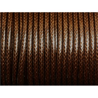 3 mètres - Cordon Coton Ciré 3mm Marron Café Chocolat   4558550010285 