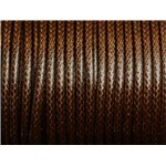 3 mètres - Cordon Coton Ciré 3mm Marron Café Chocolat   4558550010285 