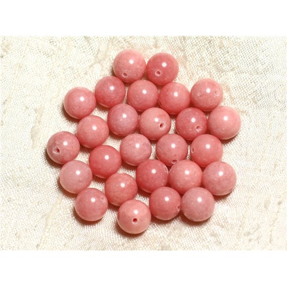 10pc - Perles de Pierre - Jade Boules 10mm Rose Pêche Corail -  4558550002419 