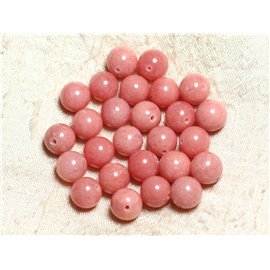 10pc - Stone Beads - Jade Balls 10mm Pink Peach Coral - 4558550002419 