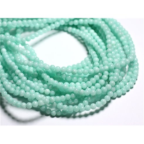 Fil 39cm 92pc env - Perles de Pierre - Jade Vert Turquoise Boules 4mm -  4558550039385 