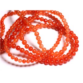 Fil 39cm 90pc environ - Perles Pierre Jade Boules 4mm Orange