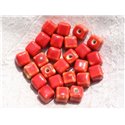 10pc - Perles Céramique Cubes 10mm Perçage 3mm Rouge   4558550009432 