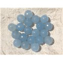 10pc - Perles de Pierre - Jade Boules Facettées 10mm Bleu Ciel - 4558550006356 