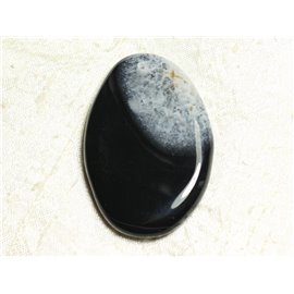 1pc - Pendente in pietra - Agata bianca e nera e goccia di quarzo 62x42mm n ° 5-4558550039132 