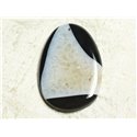 1pc - Pendentif en Pierre - Agate et Quartz Noir et Blanc Goutte 55x39mm n°4  -  4558550039125 