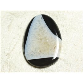 1pc - Colgante de piedra - Ágata blanca y negra y Gota de cuarzo 55x39mm n ° 4-4558550039125 