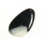 1pc - Pendentif en Pierre - Agate et Quartz Noir et Blanc Goutte 64x40mm n°7  -  4558550039156 