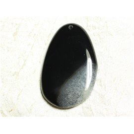 1pc - Colgante de piedra - Ágata blanca y negra y gota de cuarzo 60x38mm n ° 9 - 4558550039170 