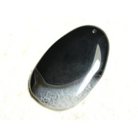 1pc - Colgante de piedra - Ágata blanca y negra y gota de cuarzo 62x39mm n ° 3-4558550039118 