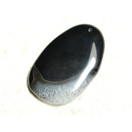 1pc - Pendente in pietra - Goccia in agata bianca e nera e quarzo 62x39mm n ° 3-4558550039118 