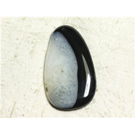 1pc - Pendente in pietra - Goccia in agata bianca e nera e quarzo 64x37mm n ° 2-4558550039101 