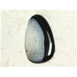 1pc - Pendentif en Pierre - Agate et Quartz Noir et Blanc Goutte 64x37mm n°2  -  4558550039101 