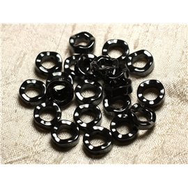 10pc - Stone Beads - Hematite Wavy Donut Circles 12mm 4558550010643 