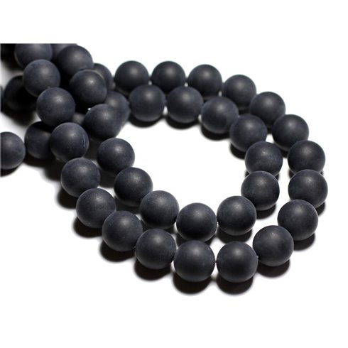 4pc - Perles de Pierre - Onyx Noir Mat Boules 14mm -  4558550039057 