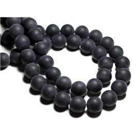 4pc - Stone Beads - Matte Black Onyx Balls 14mm - 4558550039057 