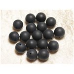 4pc - Perles de Pierre - Onyx Noir Mat Boules 14mm -  4558550039057 