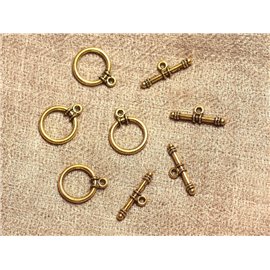 100 Stück - Toggle T Goldene Metall Runde Qualitätsverschlüsse 13mm 4558550018960 