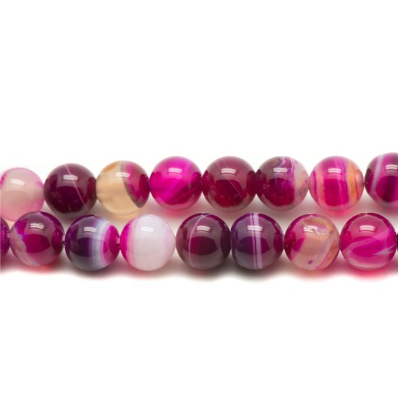 4pc - Perles de Pierre - Agate rose fuchsia Boules 12mm   4558550000392