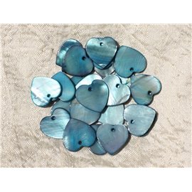 10pz - Pendenti Charms Perla Madreperla Cuori 18mm Blu 4558550000033 