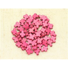 20 Stück - Türkis Perlen Synthese Kreuz 10x8mm Fluoreszierend Rosa 4558550000149